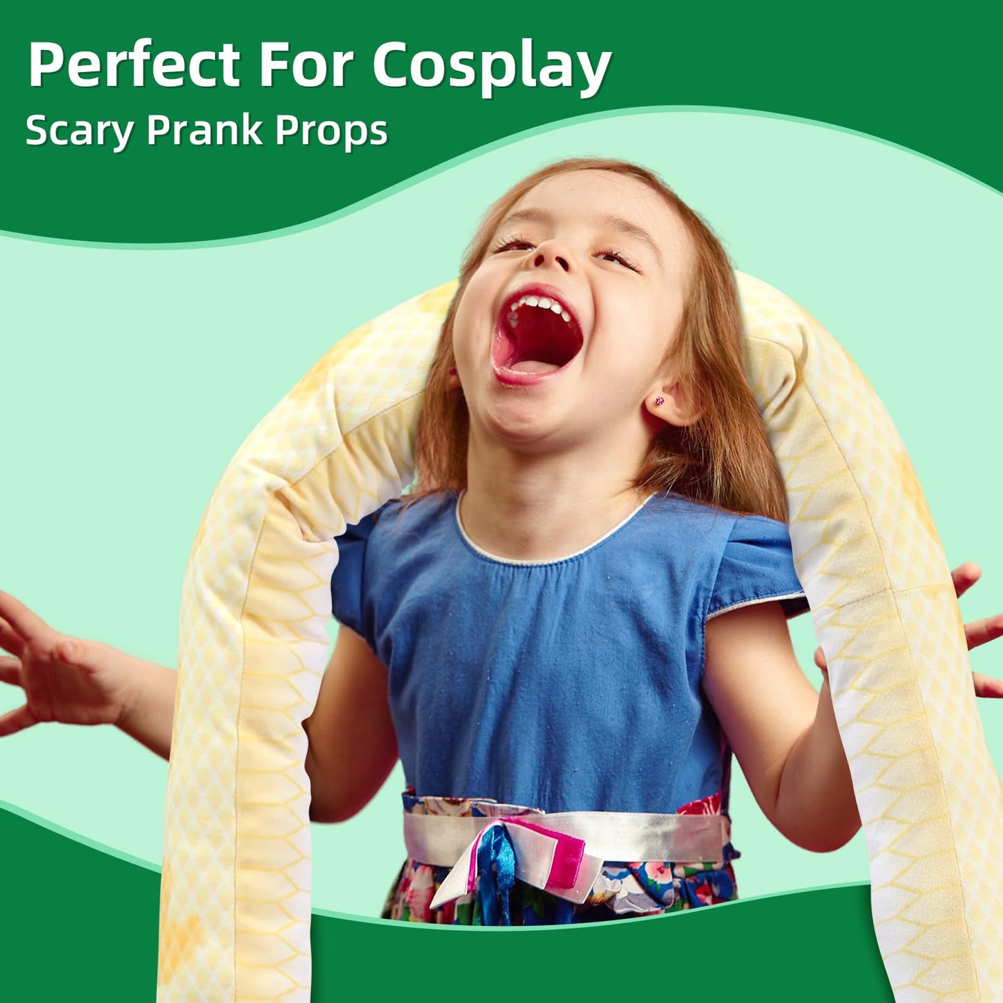 Morismos Giant Snake Stuffed Animal Mommy With Babies, Realistic Stuffed Snakes Plush Toy, 80' Long Yellow Boa Constrictor For Kids, Girls, Boys, 3 Snake Babies, 2 Snake Eggs