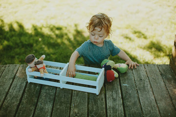 Pebble Fair Trade Handmade Crochet Cotton Friendly Beetroot Baby Rattle, 4.75-Inch Length