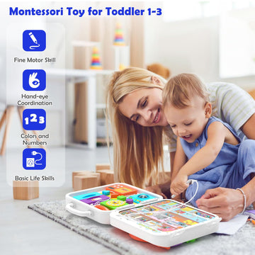 Montessori Toys For 1-2 Year Old Boy Girl, 15-In-1 Musical Busy Board, Birthday Gifts For 1 Year Old Boy, Educational Toy For 1+ Year Old Developmental, Learning Toddler Toy Age 1-2