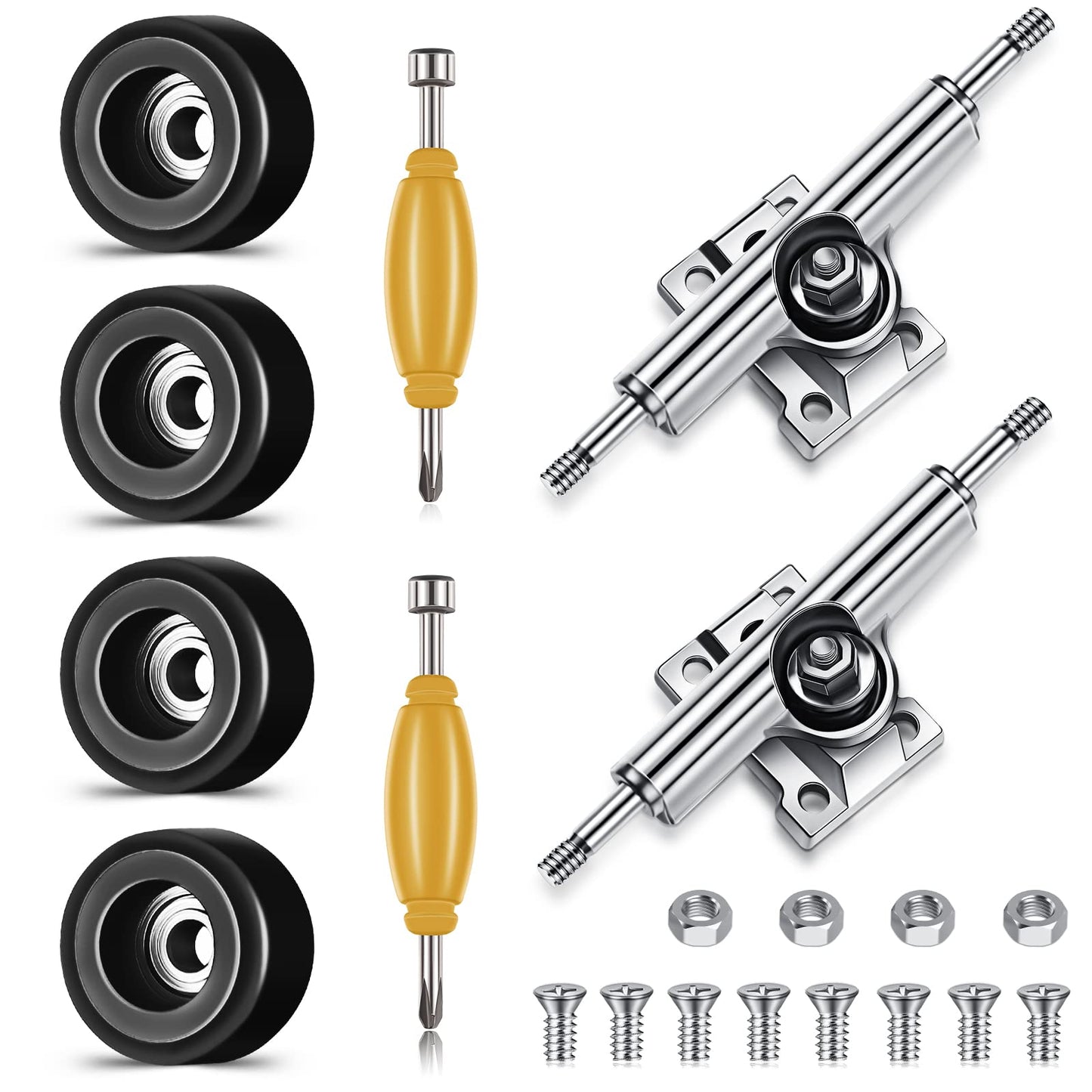 8 Pcs Fingerboard Bearing Wheels Standard Fingerboard Tool Fingerboard Cnc Lathed Bearing Wheels Fingerboard Screwdriver And 2 P