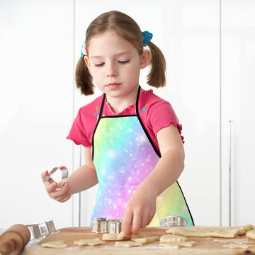Popologa Rainbow Apron For Girls Boys Kids Cooking Painting Aprons Art Smock Supplies Toddler