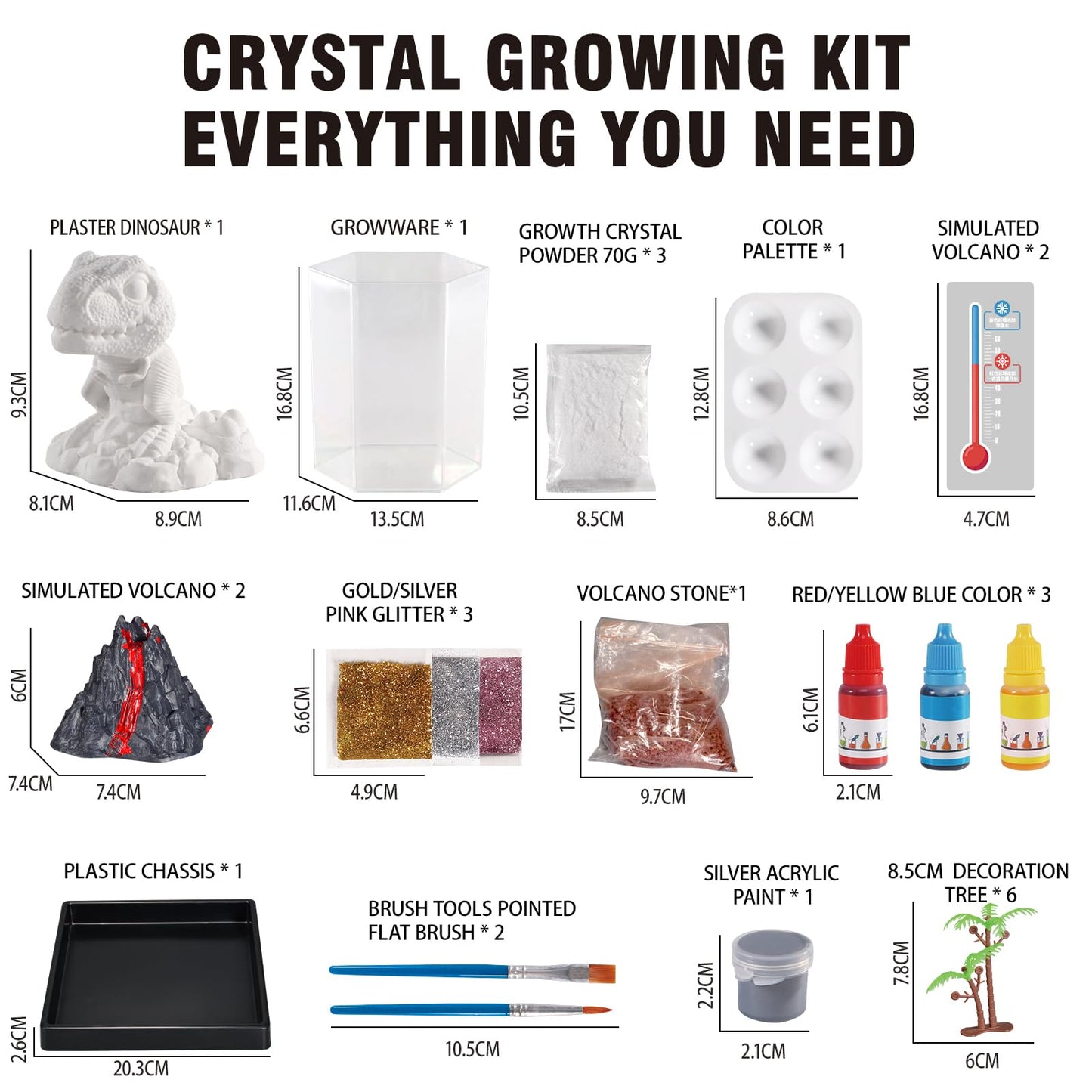 Hamiface Crystal Growing Dinosaur, Crystal Growing Kit Kids Age 8-12, Grow Your Own Crystal Dinosaur Terrarium Kit, Science Expe