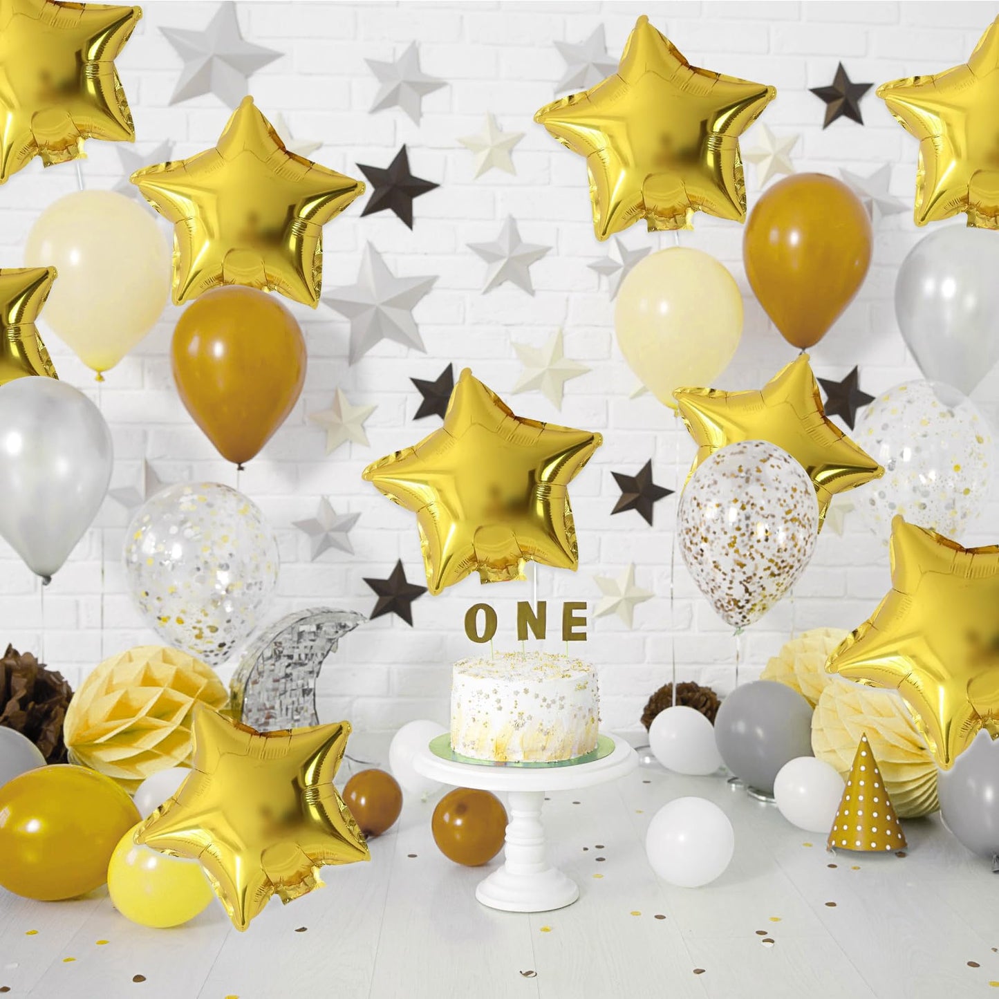 Gold Star Foil Balloons, 18 Inches Star Foil Balloons For Helium, 10 Pcs Gold Helium Birthday Balloons, Graduations Balloons Foi