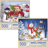 Bits And Pieces - Value Set Of Two (2) 500 Piece Jigsaw Puzzles For Adults - Each Puzzle Measures 18' X 24' - Winter Holiday Snowman Jigsaws By Artist Makiko