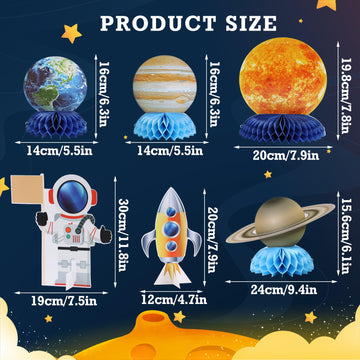 SUNBEAUTY 12 PCS Solar System Theme Honeycomb Centerpieces for Table Topper Outer Space Party Supplies Space Themed Party Decora