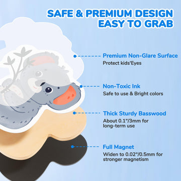 JoyCat Wooden Fridge Magnets for Toddlers - 10 Cute Zoo Animals - Full Back Magnetic Toddler Magnets, Large Refrigerator Baby To