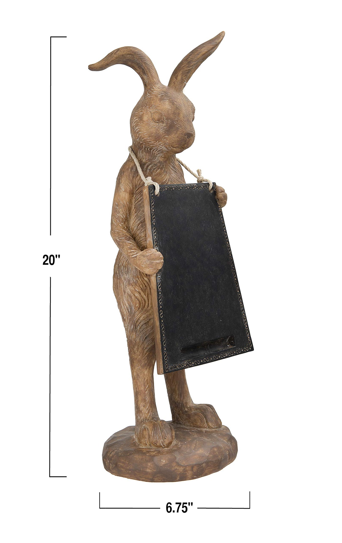 Creative Co-Op Rabbit Figurine Holding Working Chalkboard