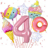 Donut 4th Birthday Decorations - Sweet Party Supplies with Foil Balloons & Backdrops for Girls
