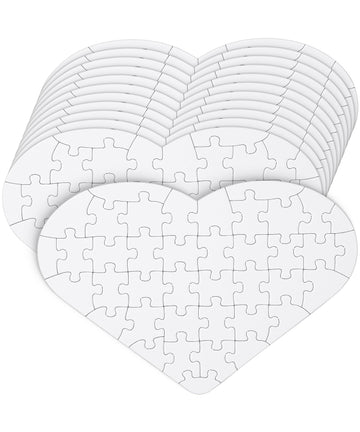 Mr. Pen- Blank Puzzle, 12 Pack, 40 Pieces/Pack, 9.3'' X 6.2'', Heart Shaped White Puzzle, Blank Puzzles To Draw On, Easter Gift