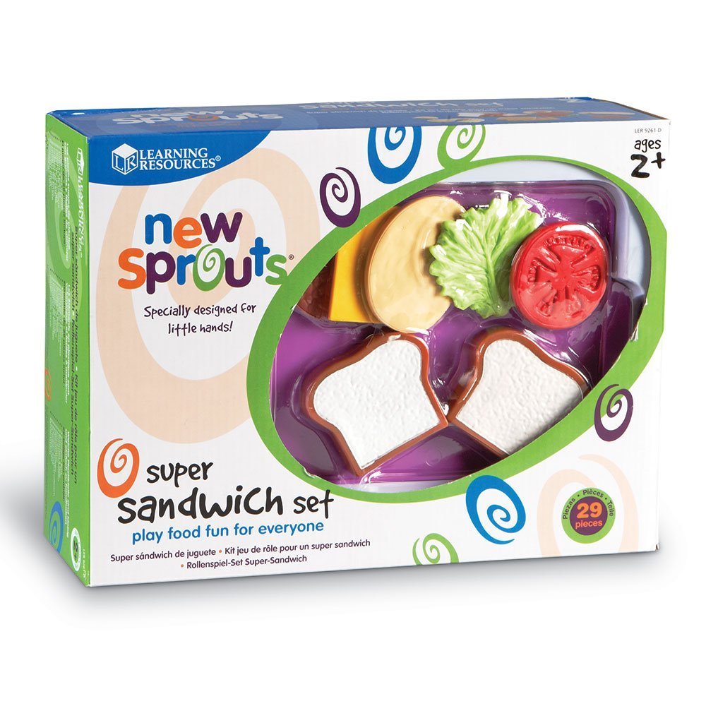 Learning Resources New Sprouts Super Sandwich Set - 29 Pieces, Ages 18+ months Pretend Play Toys, Play Food Set, Toddler Outdoor
