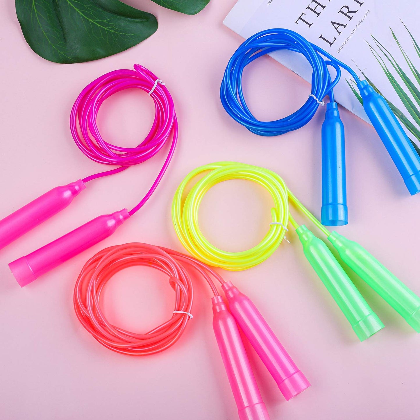 Elcoho 10 Pack Colorful Adjustable Kids Jump Ropes - Skipping Ropes for Outdoor Play, Great Party Favor, Multicolor