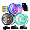 Magicyoyo Pack Of 3 Responsive Yoyos For Kids Beginners, K2 (Crystal Yoyo With 3 Yoyo Gloves, 3 Yoyo Bags, 18 Yoyo Strings Green+ Black+ Purple Pink)