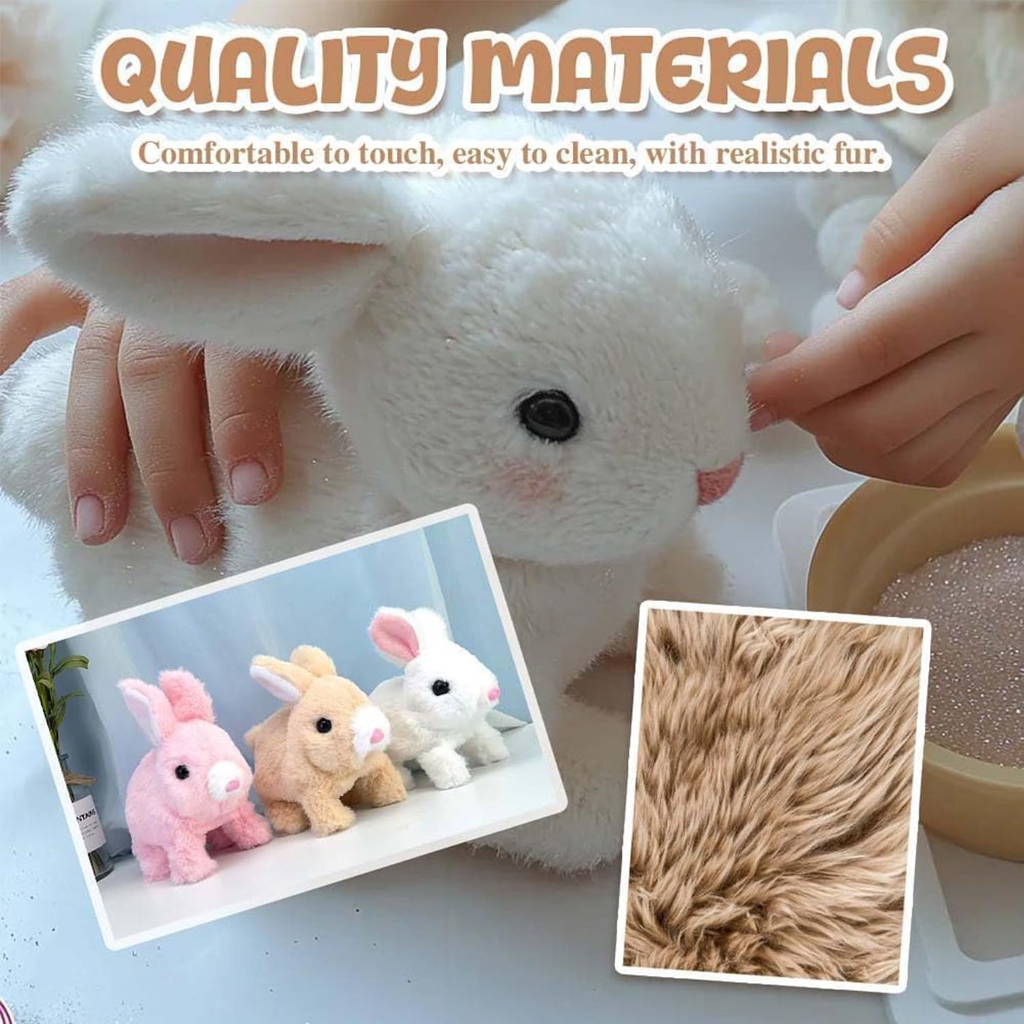 podafu Bunby - Easter Realistic Bunny Toy Interactive Jumping Twitching Shaking Ears (White)