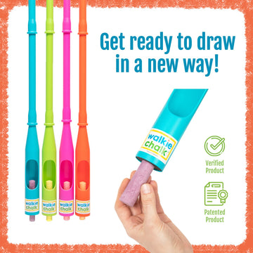Walkie Chalk Stand-Up Sidewalk Chalk Holder, (Teal), Creative Outdoor Toys For Kids And Adults Including 2X Chalks, Street Art & Playground Supplies, Accessible Fun For Everyone
