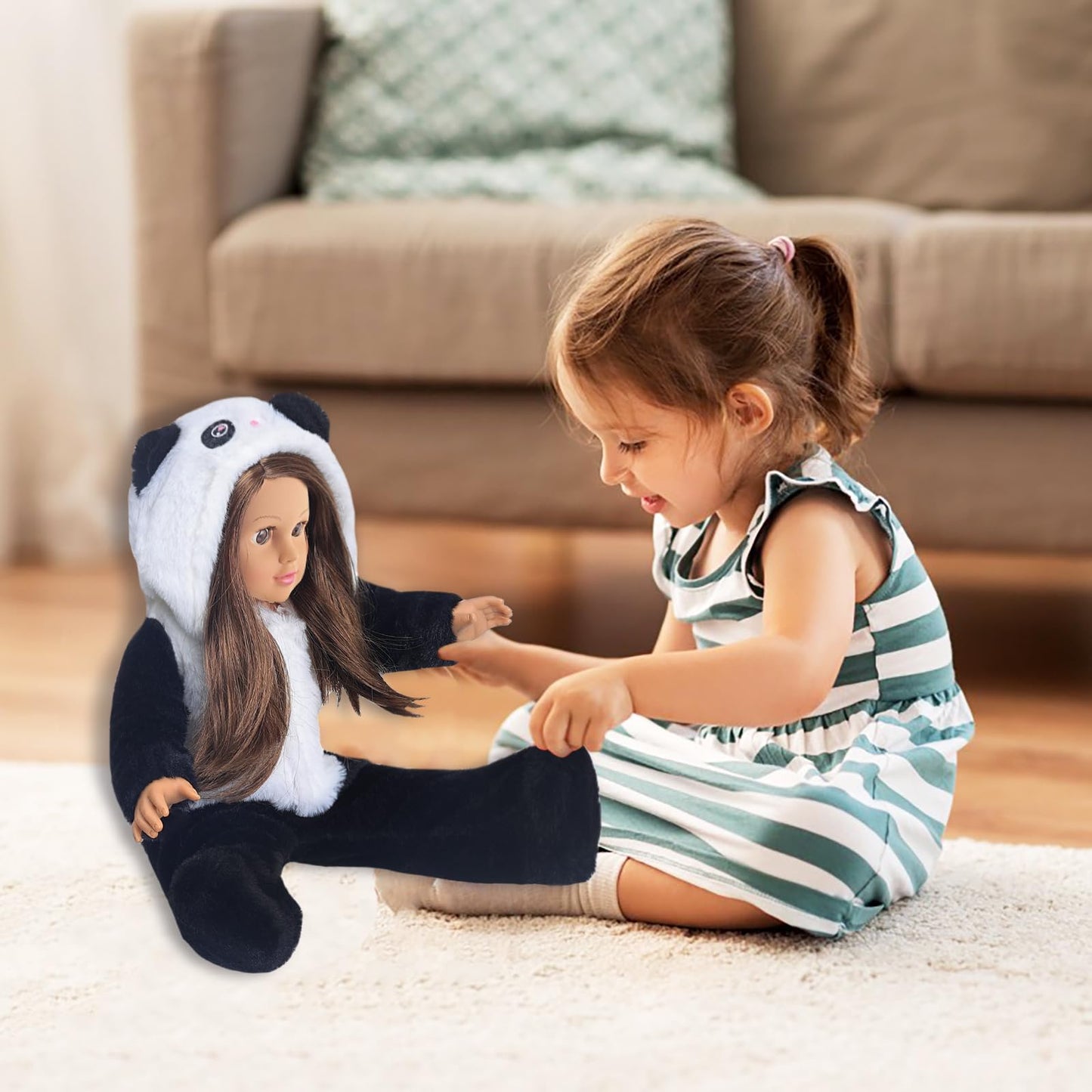 18 Inch Doll Clothes - Onesie Pajamas Fit 18 Inch Girl Doll And More (Panda)