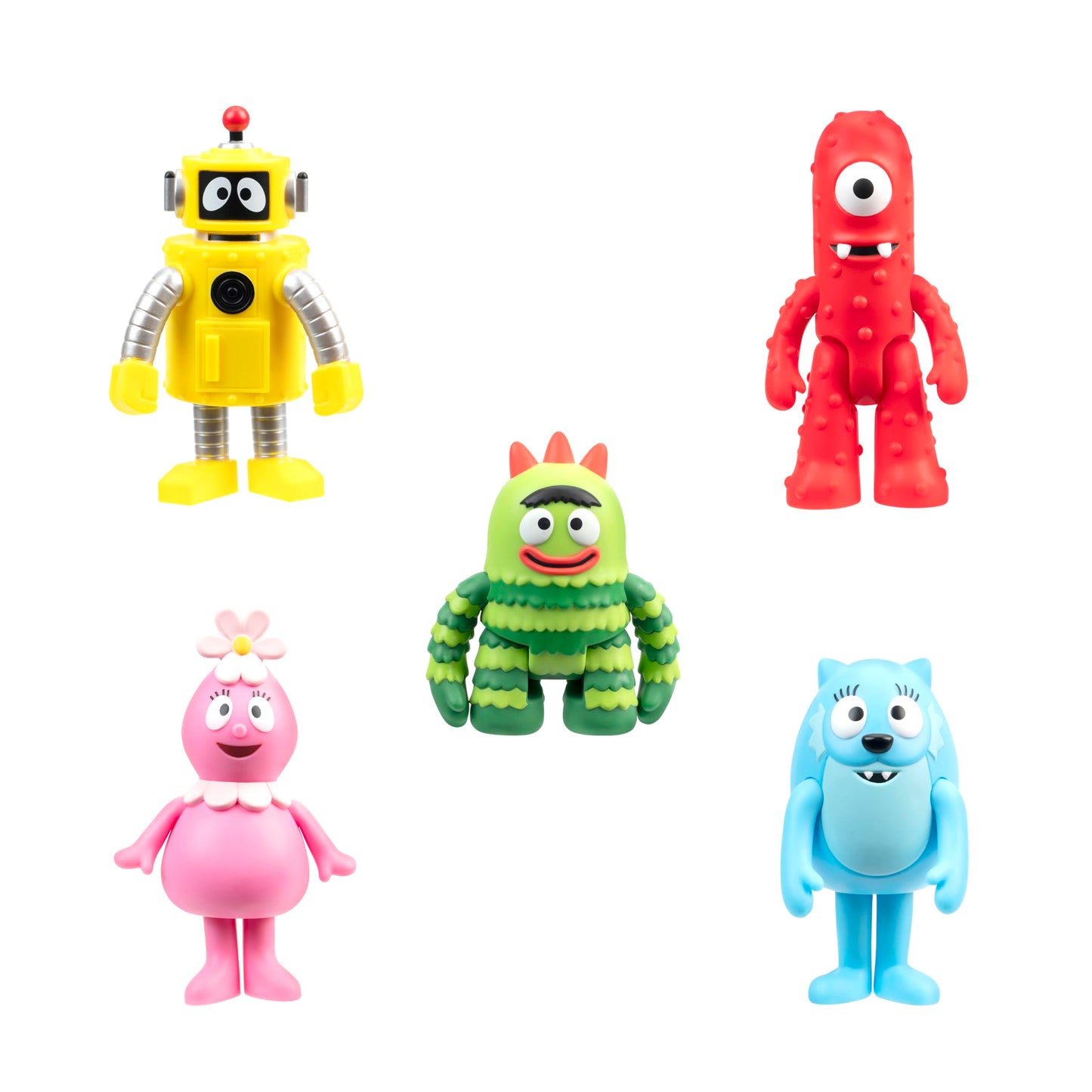 Jazwares Yo Gabba Gabba! Friends - Includes Articulated Figures-Muno, Foofa, Plex, Toodee, & Brobee - Toys for Kids and Preschoo
