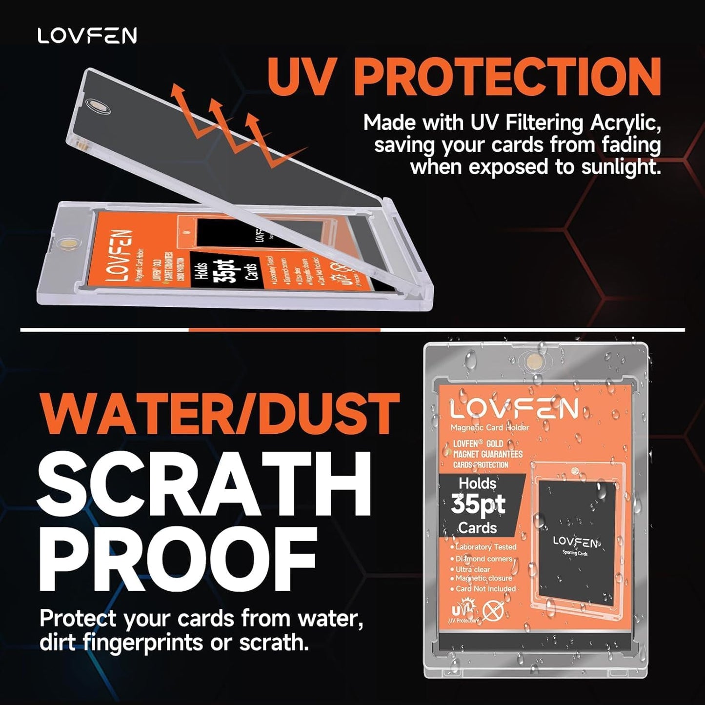 LOVFEN Magnetic Card Holder 10 Packs 35pt Card Holder Touch for Trading Cards U-V Protection Magnetic Card Case for Baseball Game Sports Cards Card Protectors Hard Plastic