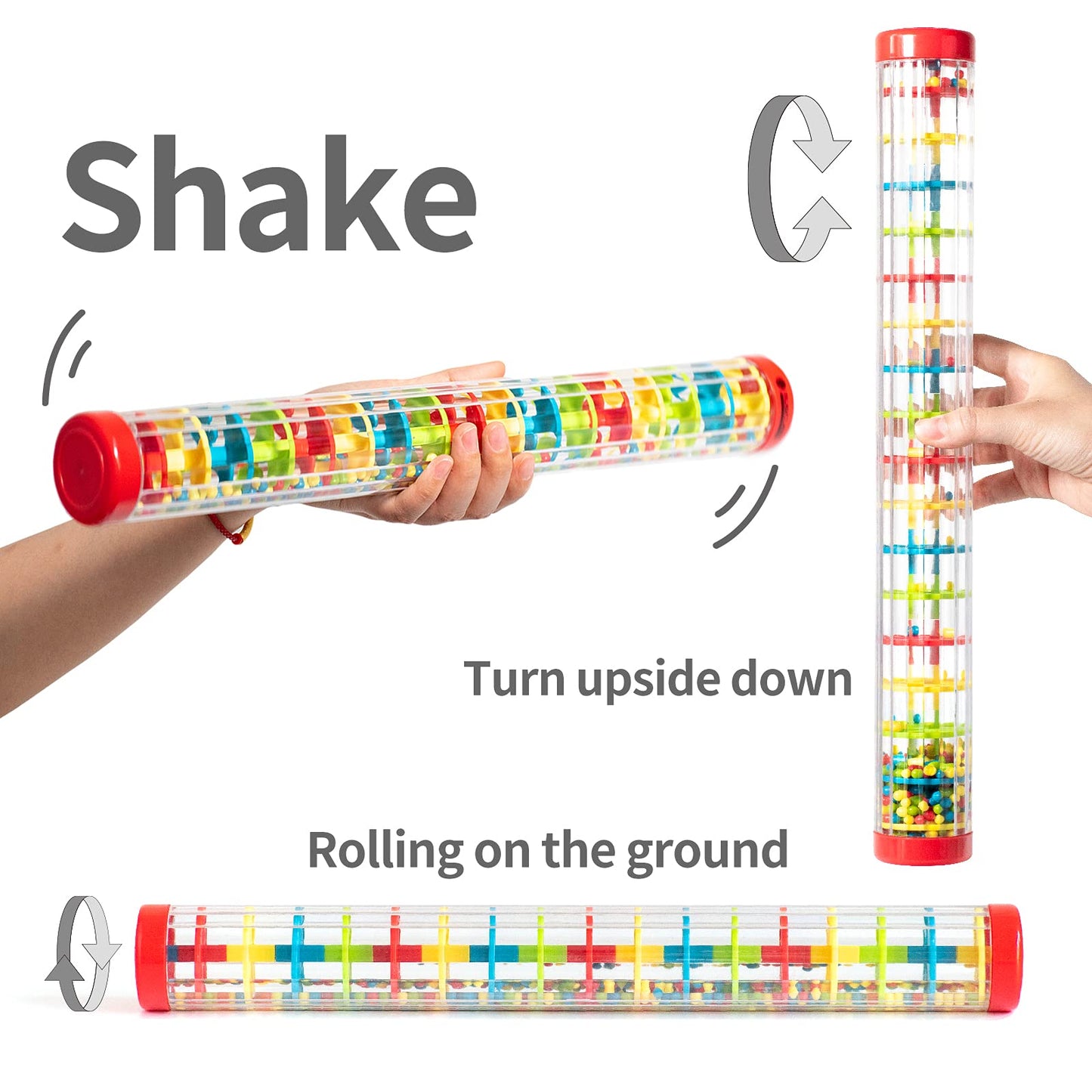 Musicube 16 Inch Baby Rainmaker Toy Rain Stick Musical Instrument For Baby Infant Toddler Raindrop Sound Shakers & Rattle Sensor