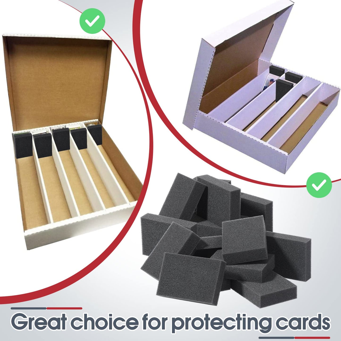 Card Dividers For Storage Boxes Trading Box Dividers Multifunction Card Sponge Shock Absorbing Sponge Suitable For Almost All Boxes To Fill Extra Space For Card Security, Black (40 Pcs)