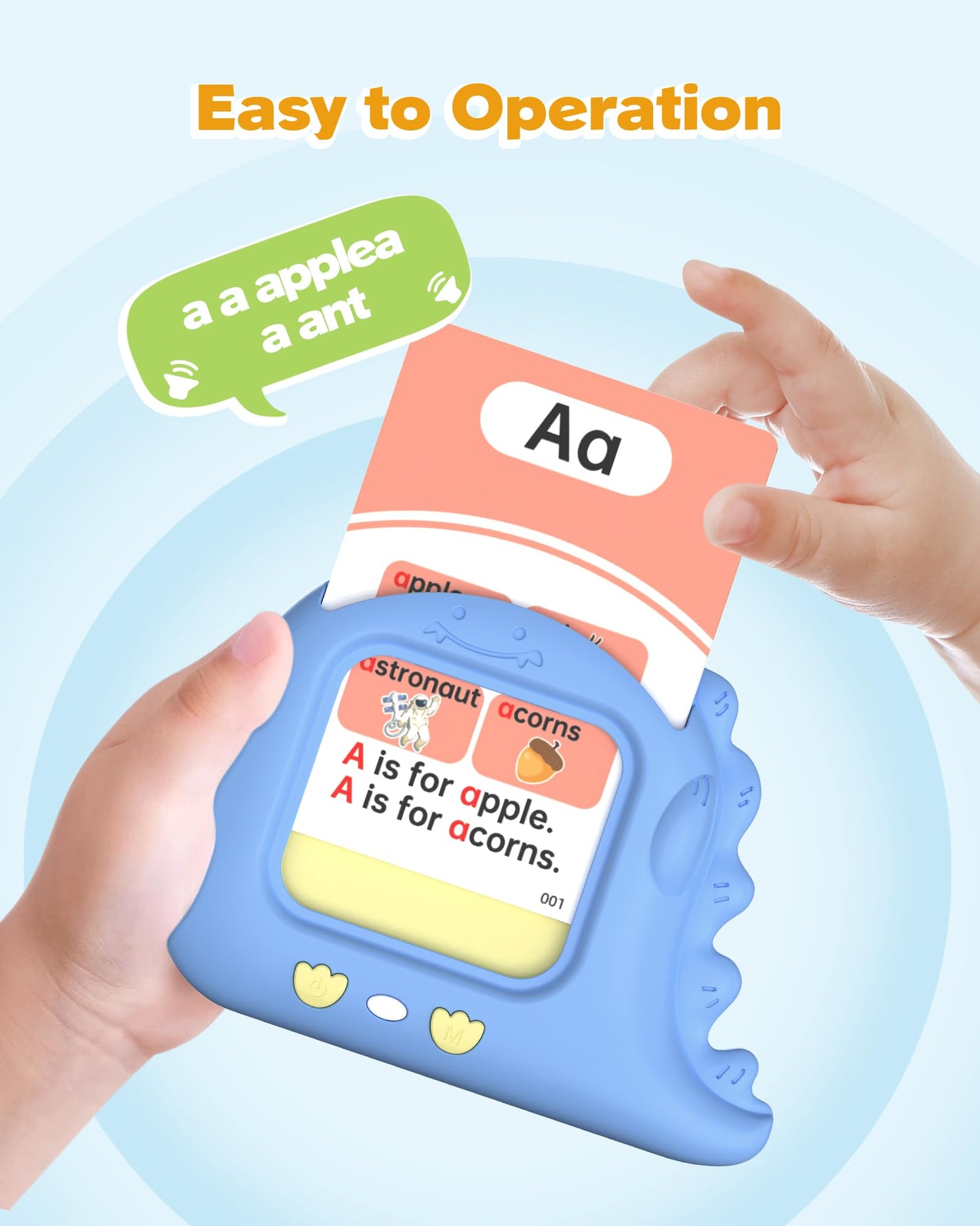 Airbition Phonics Talking Flash Cards for Toddlers 2-8, 252 Words, CVC Blends, Long Vowel Sounds, Montessori Language Learning Toys, Blue