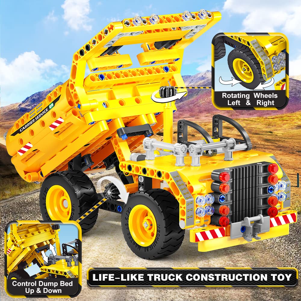 Jyusmile Stem Toy Building Toy For Age 6, 7, 8, 9, 10, 11, 12 Years Old Kids Boys Girls - 2-In-1 Truck Airplane Take Apart Toy, 361 Pcs Diy Building Blocks Kits, Engineering Construction Toy