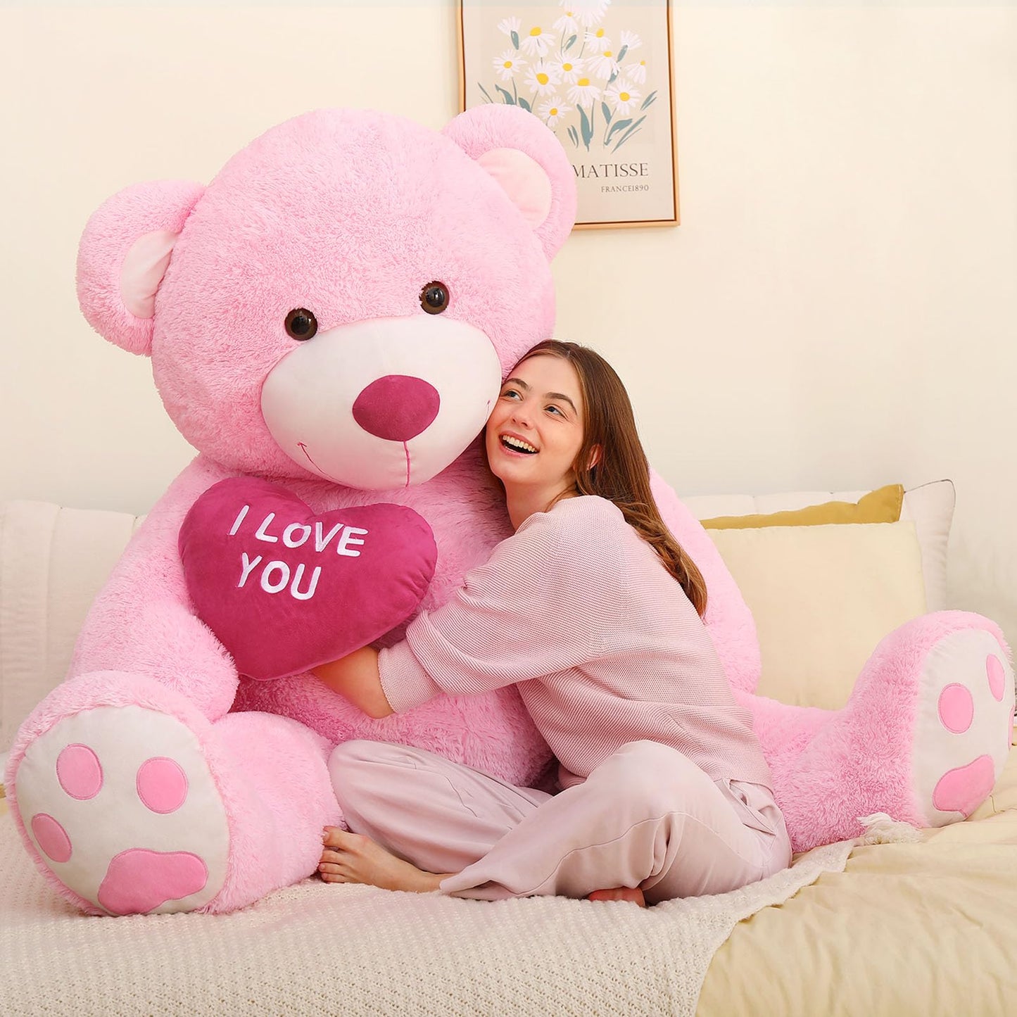 Maogolan Giant Teddy Bear 6 Feet- I Love You Red Heart Big Pink Teddy Bear Stuffed Animal - Huge Valentines Teddy Bear For Girlfriend,Boyfriend,Wife,Lover - Anniversary, Birthday