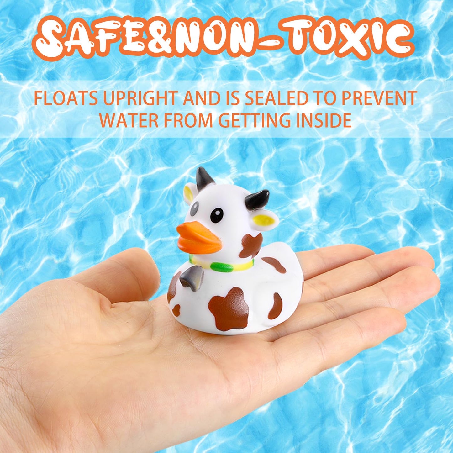 Relaxgiant 24 Pcs Cow Ducks Mini Cow Rubber Ducks Bulk Cow Print Duck For Birthday Party Favors Baby Shower Kids Boys Girls Bath