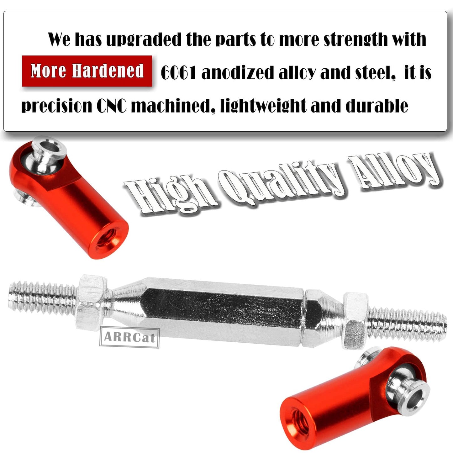 RC Upgrades Part for 1/10 Granite 4X4 Mega550, 1/10 Senton 4X4 Mega550 RC Car,6 Pieces Aluminum Adjustable Turnbuckles Camber Li