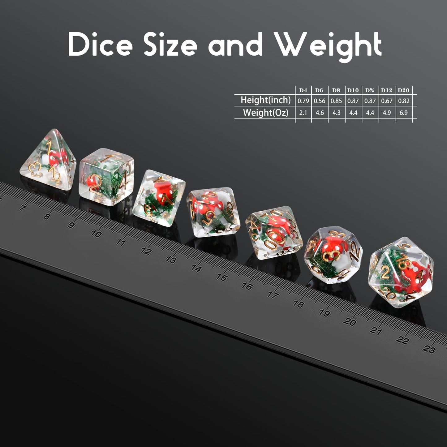 Mushroom Dice Set D&D, DNDND 7PCS Resin D&D Dice Set with Gift Velvet Bag for Dungeons and Dragons Role Playing Games and Tablet