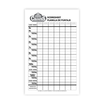 PlayMonster Five Crowns Scorepad - 130 Page Replacement Score Sheet for 7 Players - Multi-Color, Paper, Model 4012