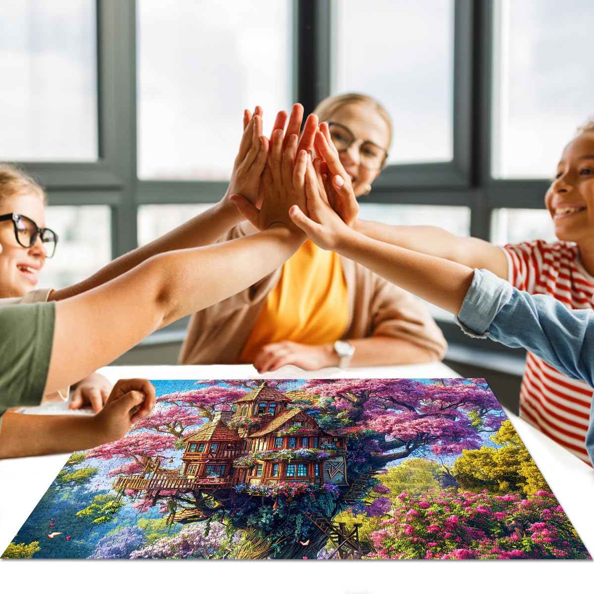 Jigsaw Puzzles for mature-themeds 1000 Piece Puzzle for mature-themeds 1000 Pieces Puzzle 1000 Pieces-Whimsical Tree House and Flowers