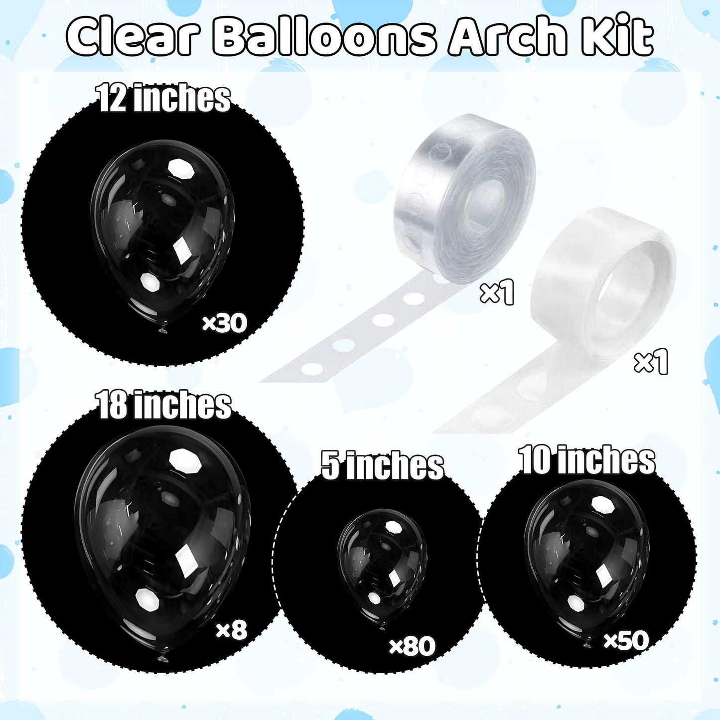 170 Pieces Clear Balloons Different Sizes 5 10 12 18 Inch Clear Balloon Arch Clear Round Balloons Clear Balloon Arch For Birthda