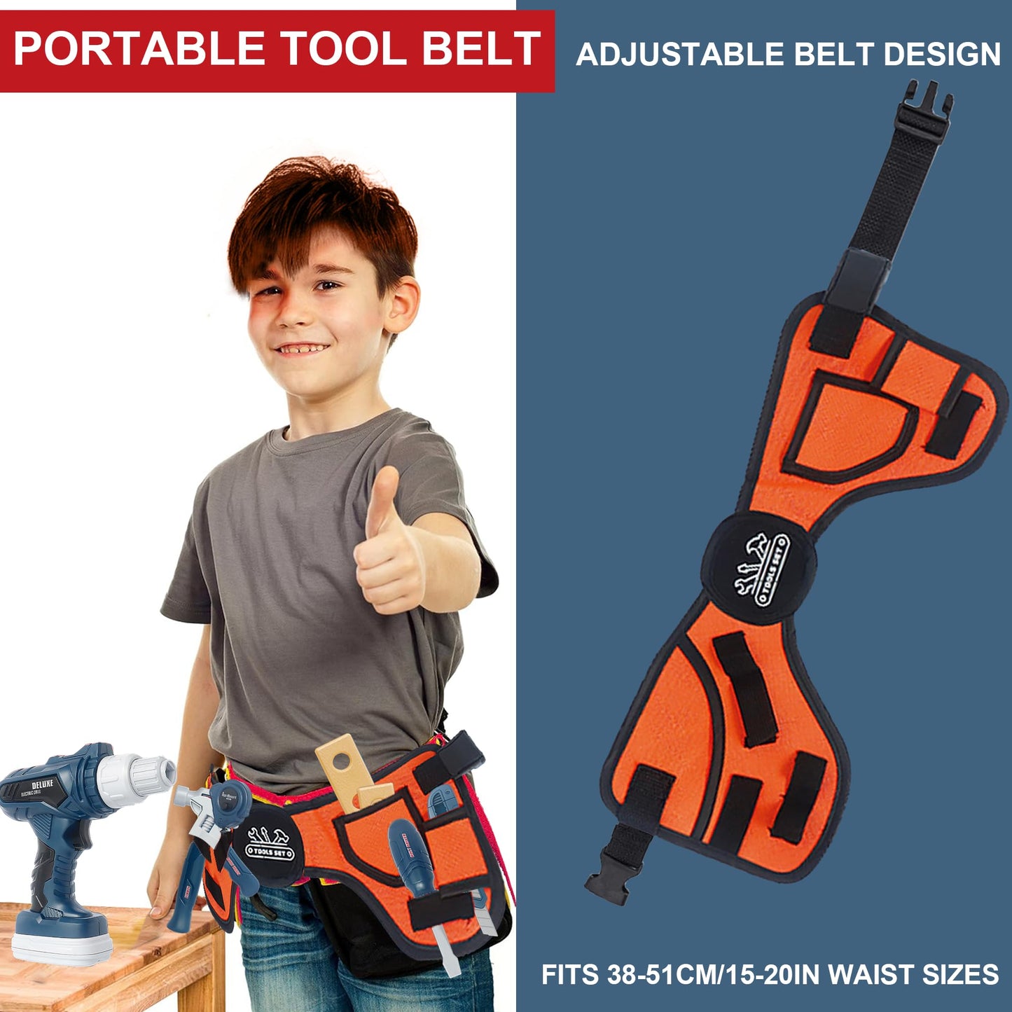 Toy Chainsaw for Kids - Kids Power Tool Set, Construction Tools for Kids, Toddler Chainsaw with Realistic Sounds & Light, Play C
