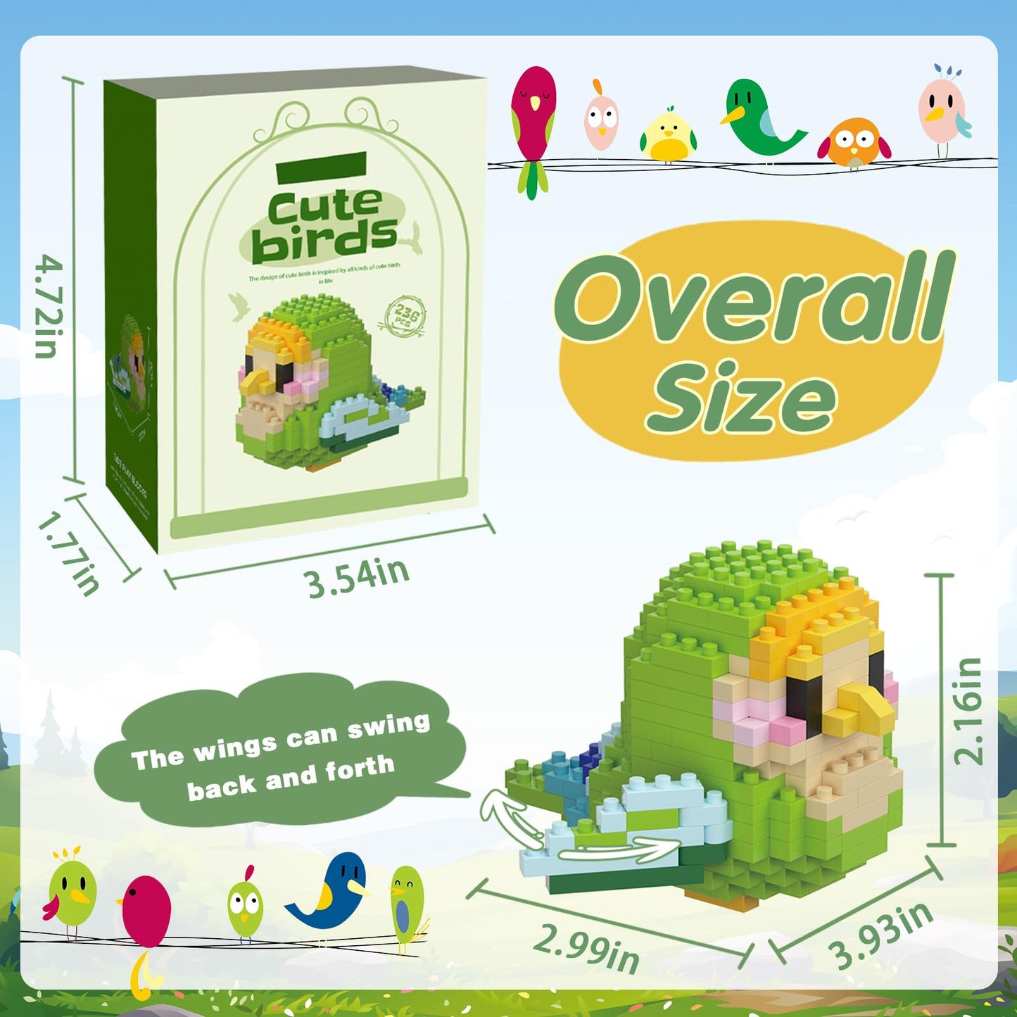 Parrot Micro Building Bricks Kits, Cute Bird Mini Building Blocks Set, Colorful Parrot Toy Educational Creative Model Building,