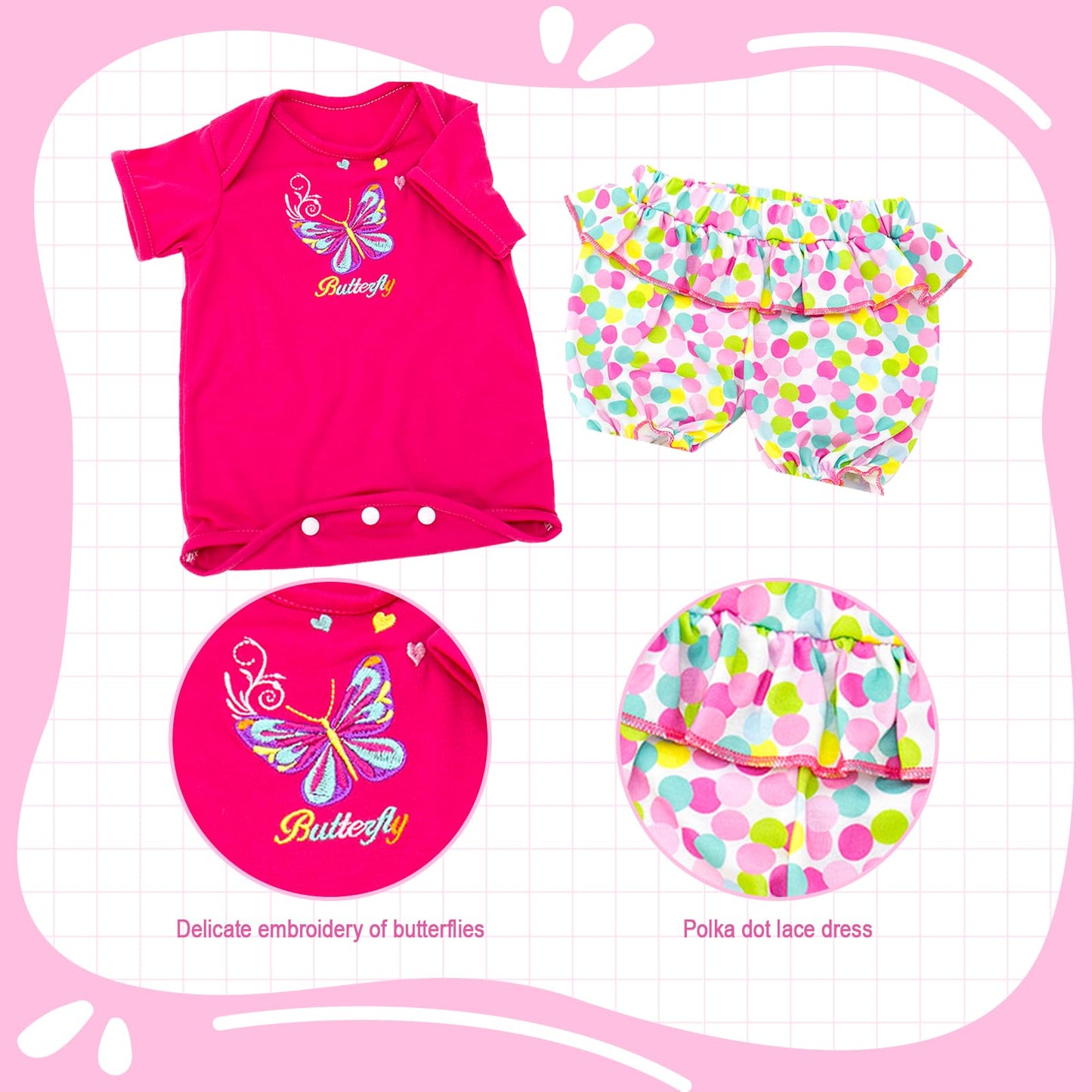 Aori Reborn Baby Dolls Clothes - Outfit Clothing Accessories Set For 20-22 Inch Realistic Newborn Toy Dolls