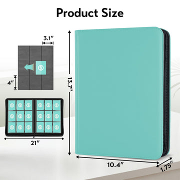 Card Binder 9 Pocket for 360 Cards - enhanced Trading Card Binder with Sleeves Protection Side Loading Collection for TCG MTG YGO One Piece Collectible Cards (Blue)