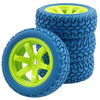 LAFEINA 75mm Rubber Tires and 6 Spokes Green Plastic Wheel Rims for 1/10 Scale HSP 94123 HPI Kyosho Tamiya RC On Road Car 1:16 R
