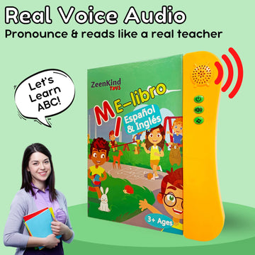 ZeenKind Spanish & English Talking Learning Book, 23 Pages, Small, Paper, Interactive Educational Toy for Kids Ages 2-6