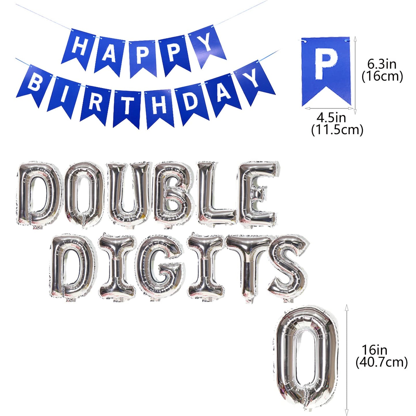 10Th Birthday Decorations Blue For Boys Double Digits 10Th Birthday Balloon Banner With Blue Star Foil Balloons Confetti Balloon
