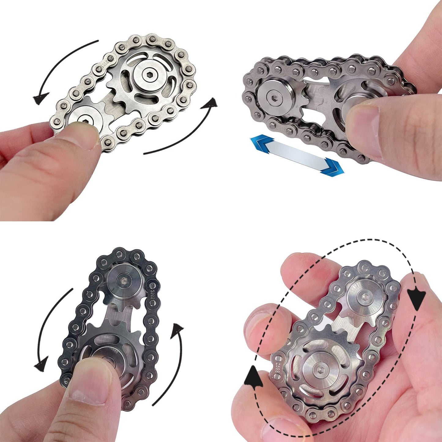 ILYMB Chain Gear Fidget Spinner, Metal Sprocket Chain Fidget Toy, Stress Anxiety Relief Fidget Toy, Bike Chain Gears Novelty Toy