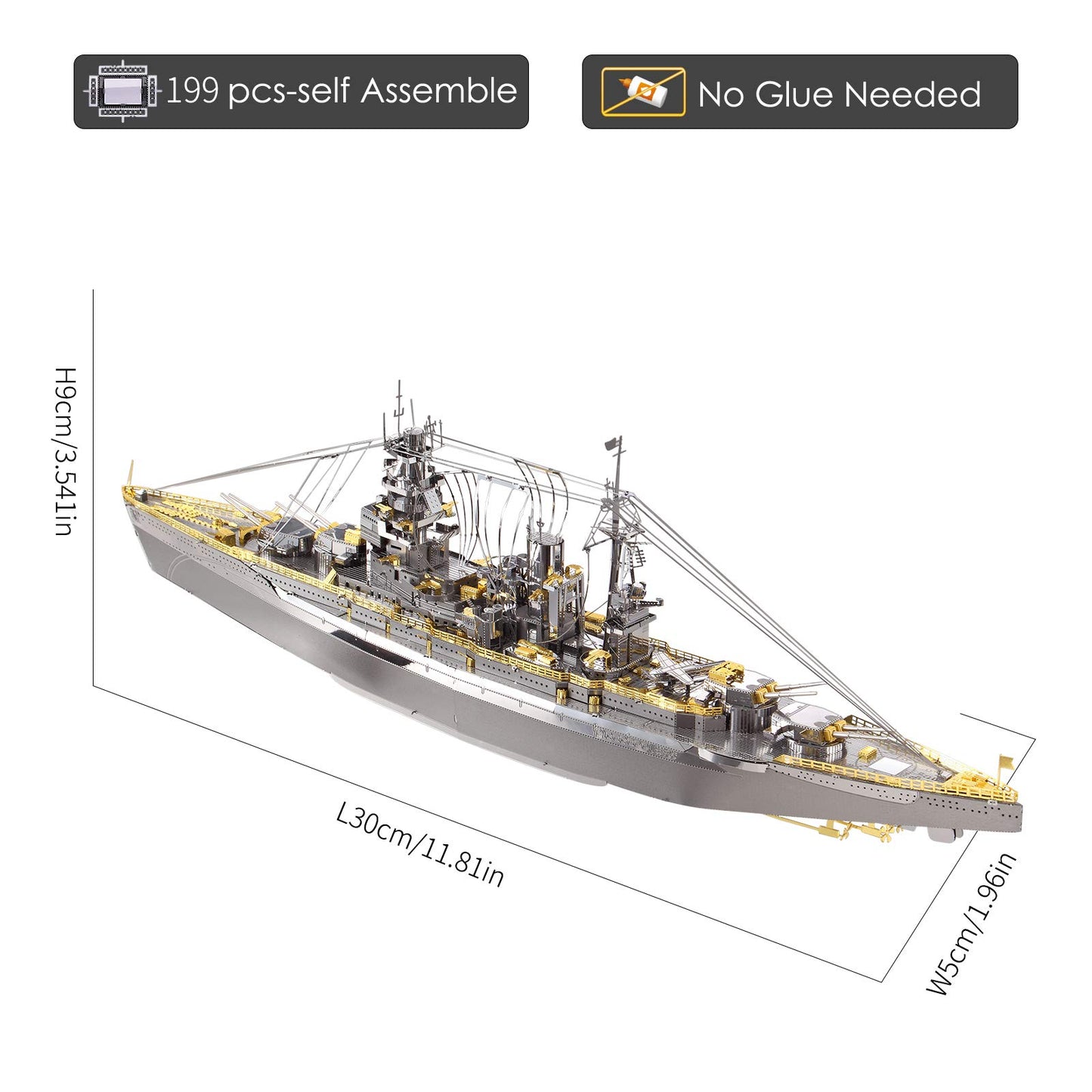 Piececool 3D Puzzle For Adults Metal Warship Models Kits, Nagato Class Battleship Toys Diy 3D Metal Military Model Building Kit Puzzle For Teens Boys, Great Gift For Dad Son