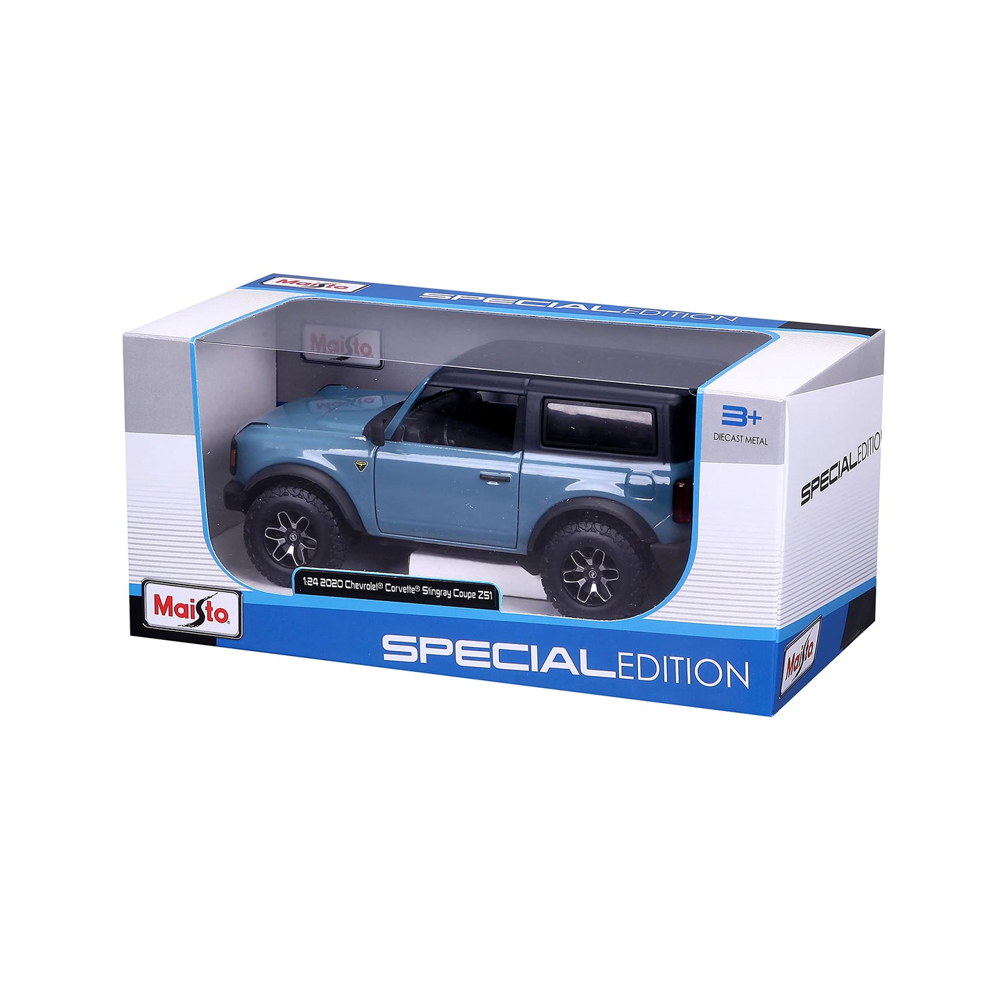 Maisto 1:24 Special Edition 2021 Ford Bronco Badlands Model 31530 Blue Metal Diecast Car - 7.5"x3"x2.5"