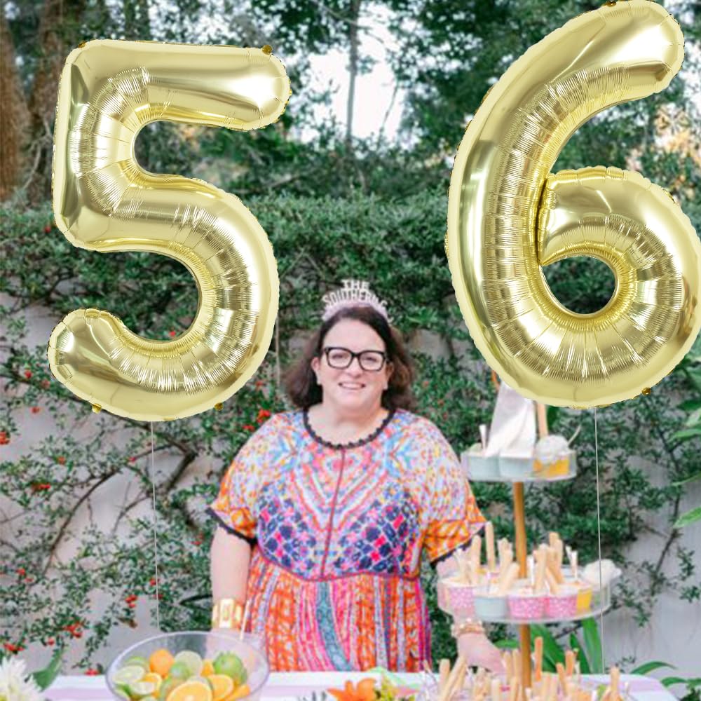 Toniful 40 Inch Light Gold Large Numbers Balloon 0-9 Birthday Party Decorations,Foil Mylar Big Number 5 Balloon Digital 5 For Bi