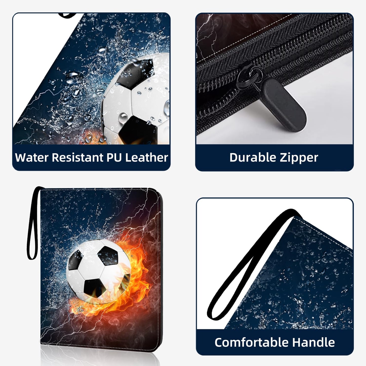 HESPLUS Trading Card Binder with Sleeve 900 Pockets Soccer Card Binder Sports Cards Storage Organizer for Football Baseball or Game Trading Cards with 50 Removable Sleeves Cards Collector Album