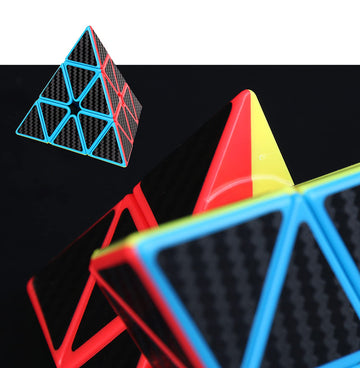 3X3 Pyramid Speed Cube Carbon Fiber Sticker Puzzle Cube 3X3X3 Speed Cube Triangle Magic Cube Puzzle Toy Magic Cube Puzzles For Kids And Adults