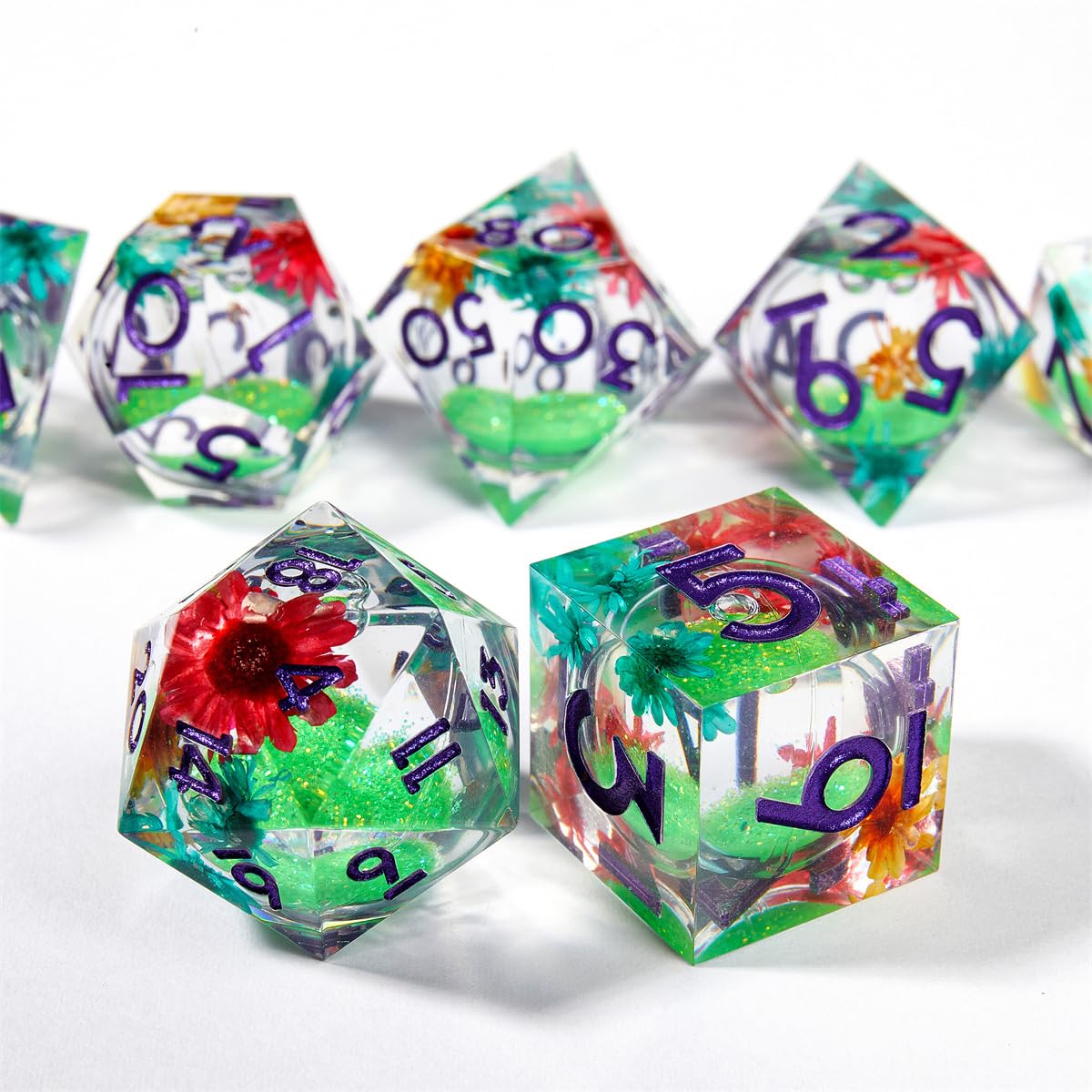 Resin Dice Set Luminous Sand,Dragon And Dungeon Polyhedral Dice, Punk Style Role-Play Rpg Explorer Mtg Pioneer Game Dnd Dice Set