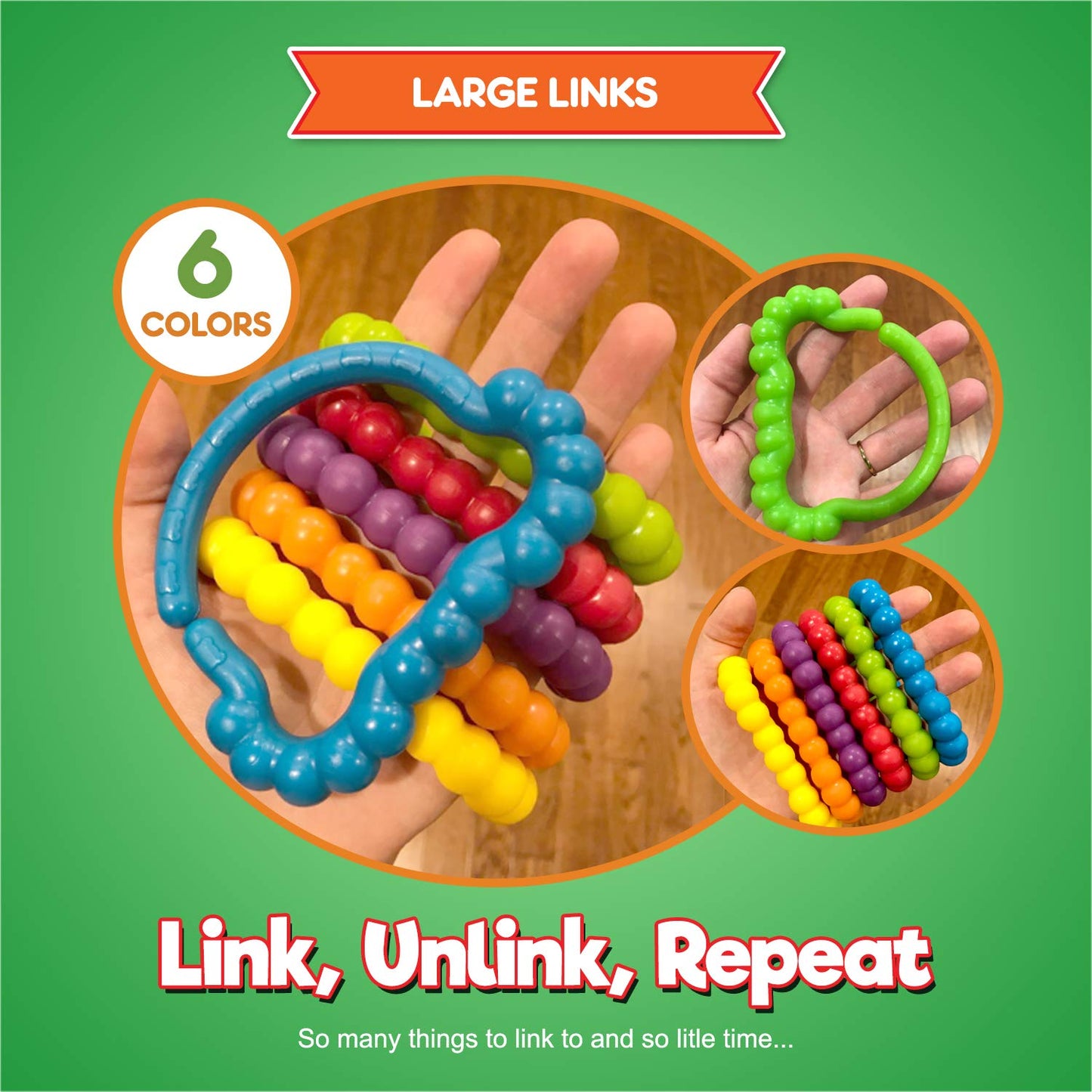 Kids Korner Baby Rings Toy Links Educational Toys - Link Toys, Teething Toys, Infant Toys, Baby Accessories, Stroller Toys, Car