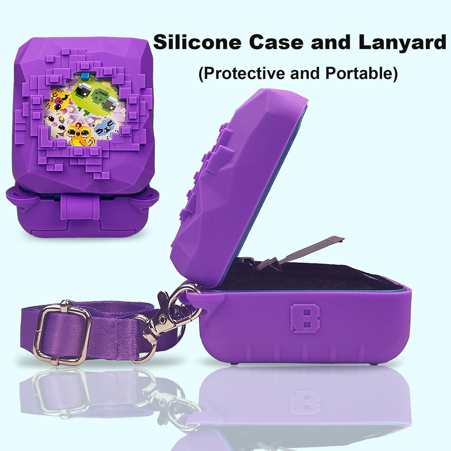 Silicone Cover Case For Bitzee Magicals Interactive Toy Digital Pet And Case, Protective Skin Sleeve For Bitzee Magicals Virtual Electronic Pets Accessories(Case For Bitzee Magicals Pet) (Purple)