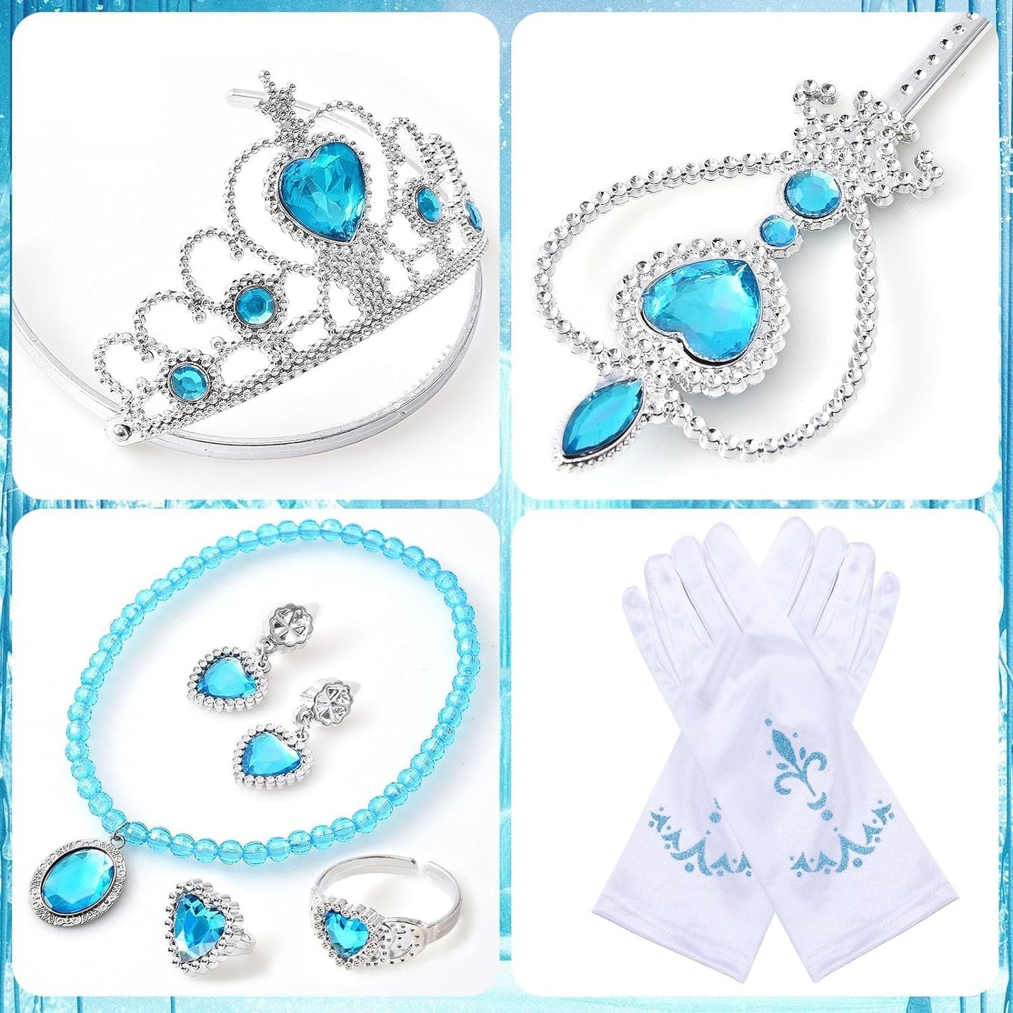 G.C Elsa Dress Costume For Girls Toddler Princess Dress Up Clothes With Cape Crown Wig Gloves Wand Necklace Accessories Toys Hal