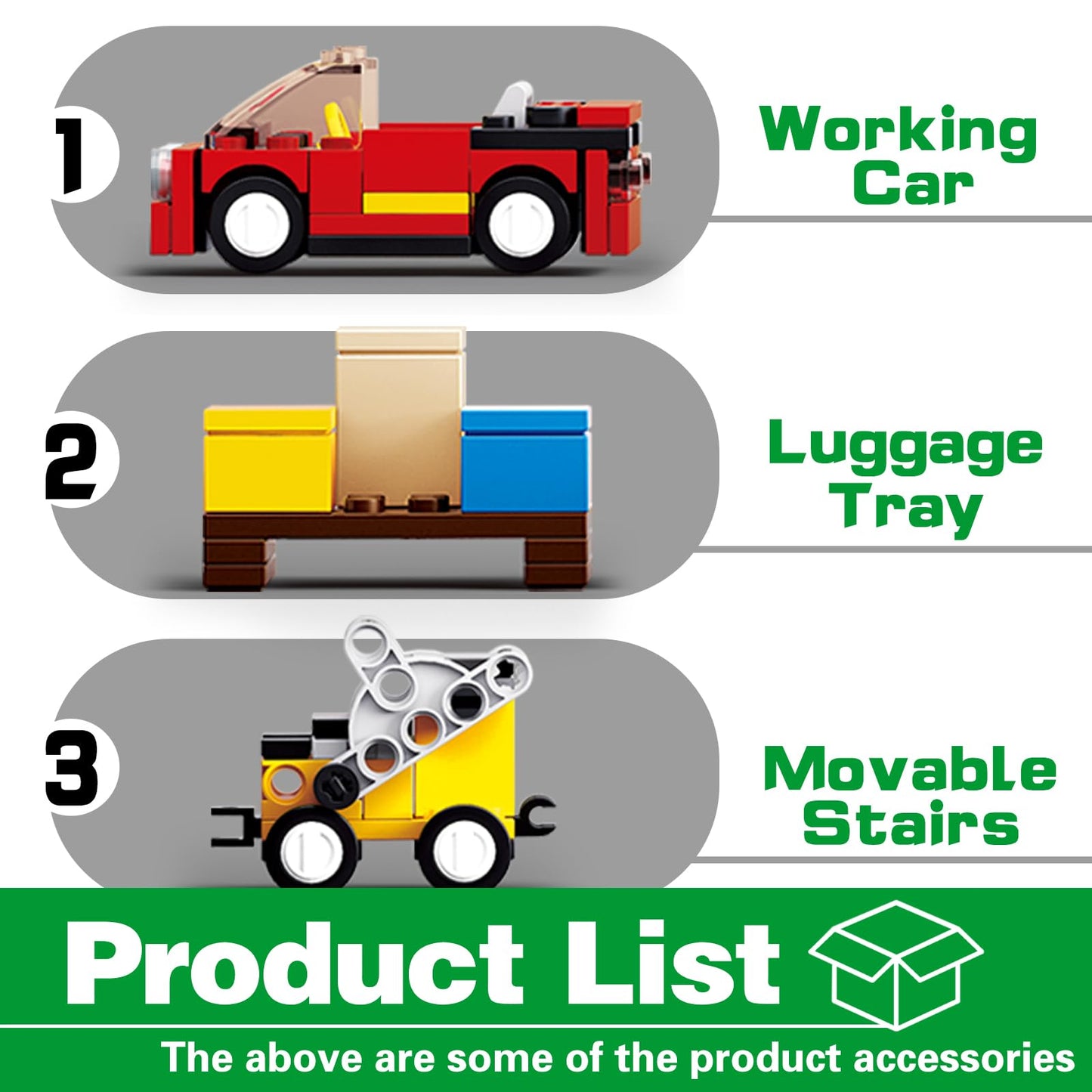 City Cargo Plane Building Set, Plane City Kits Building Blocks With Car, Luggage Tray, Movable Stairs, Compatible With Lego Plan